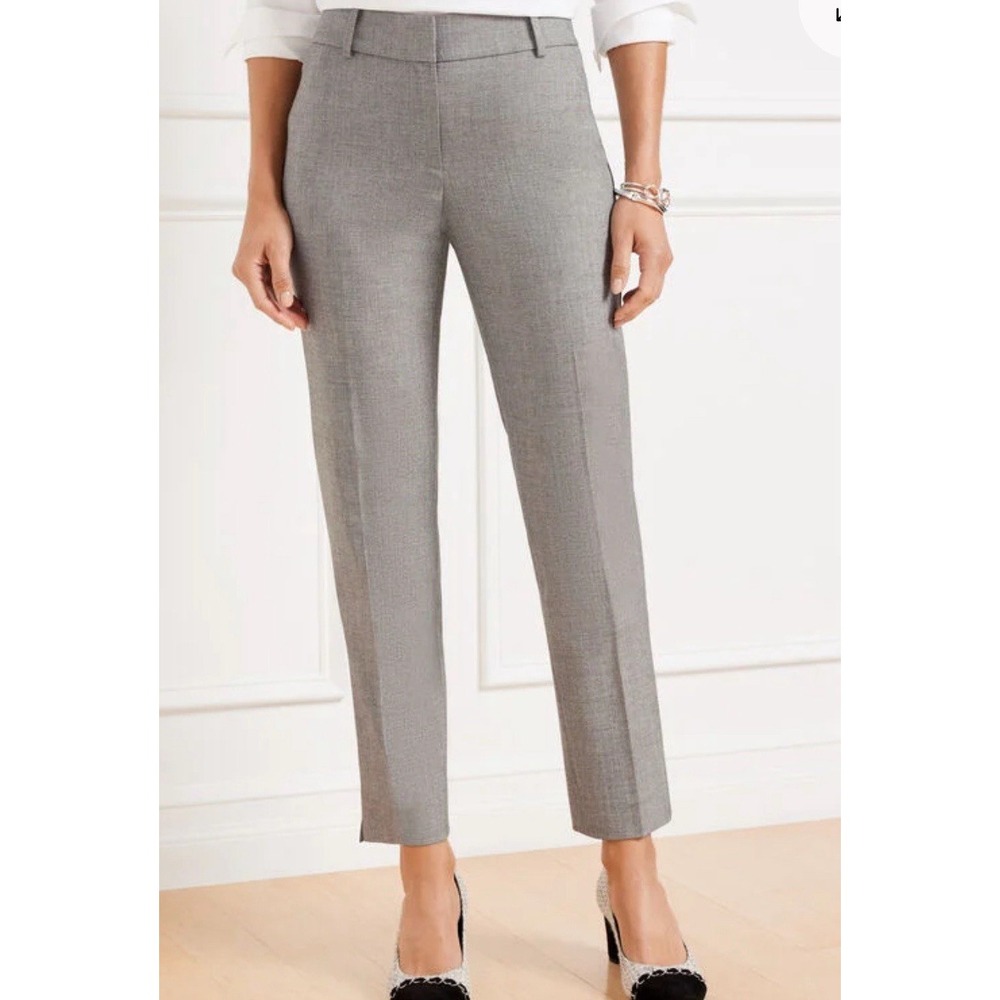 NWT Talbots Women's Textured Gray Hampshire Ankle Straight Leg‎ Pants 16W NEW